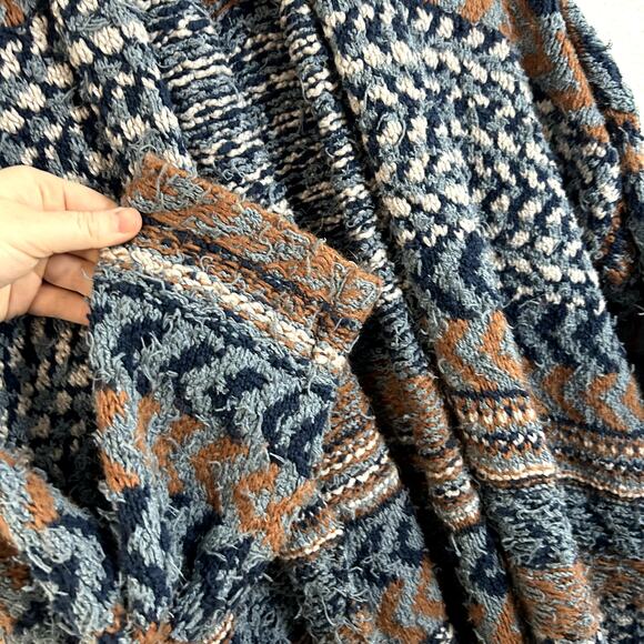 Free People Lona Wrap Cardigan Womens Size Small No Belt Blue Brown White - Picture 5 of 9